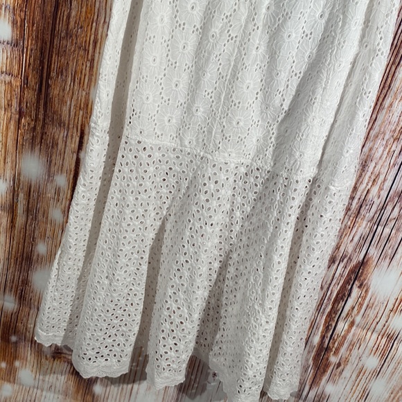 FARM RIO Anthropologie White Cotton Eyelet Off Shoulder midi dress women size XS - Picture 11 of 12